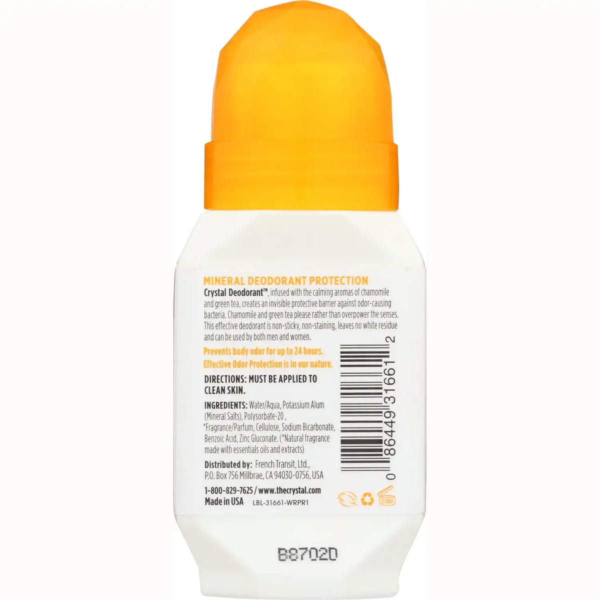 Mineral Deodorant Roll-On - Chamomile & Green Tea