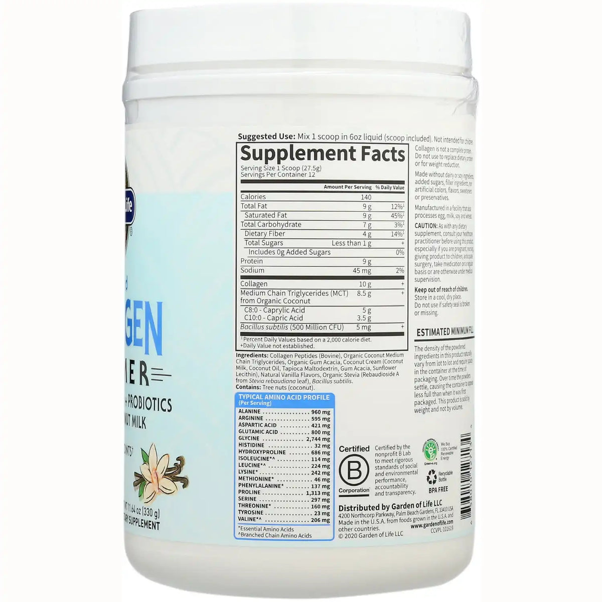 Grass Fed Collagen Creamer - Creamy Vanilla