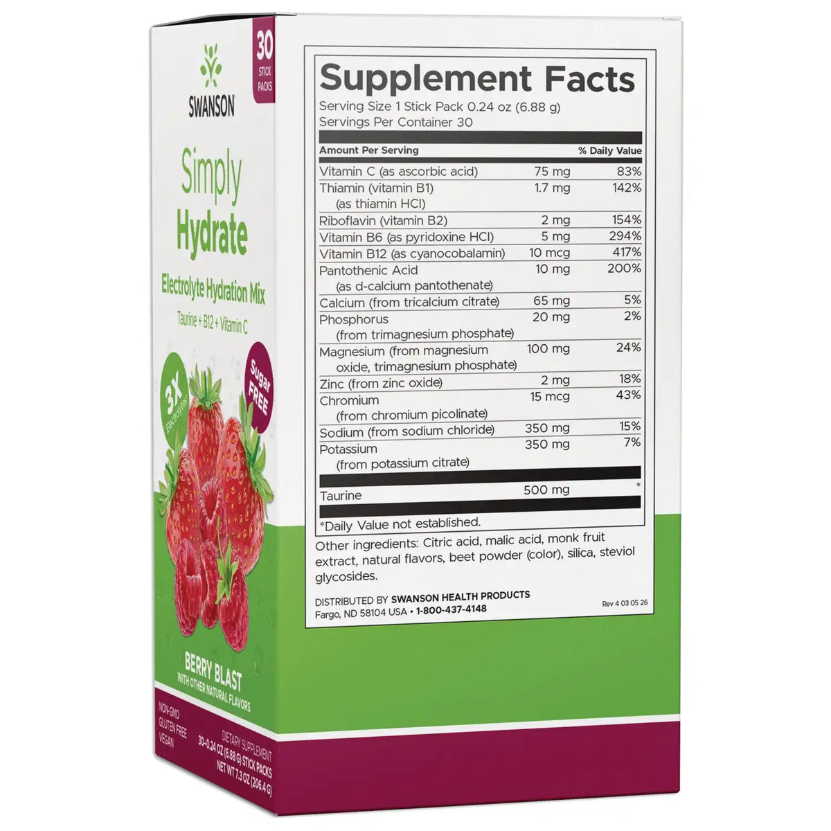 Simply Hydrate Electrolyte Hydration Mix - Berry Blast