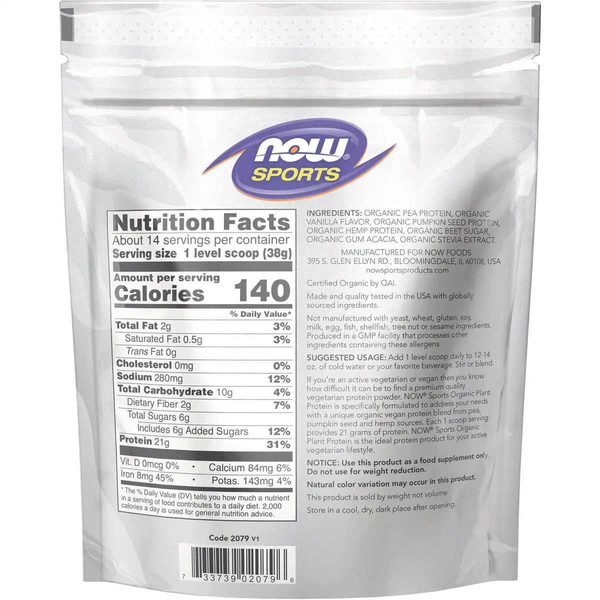 Organic Plant Protein Powder - Creamy Vanilla