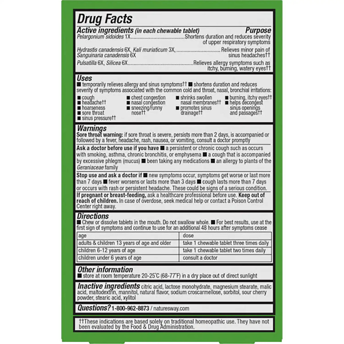 Umcka Allergy + Sinus Relief Chewables - Cherry