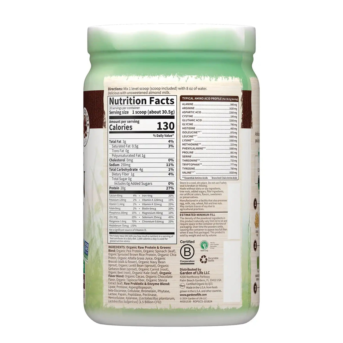 Raw Organic Protein & Greens - Chocolate Cacao