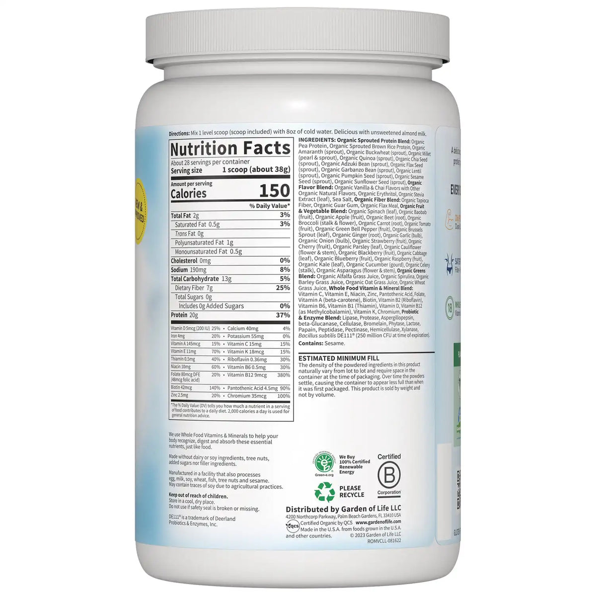 Raw Organic Meal Plant-Based - Vanilla Chai