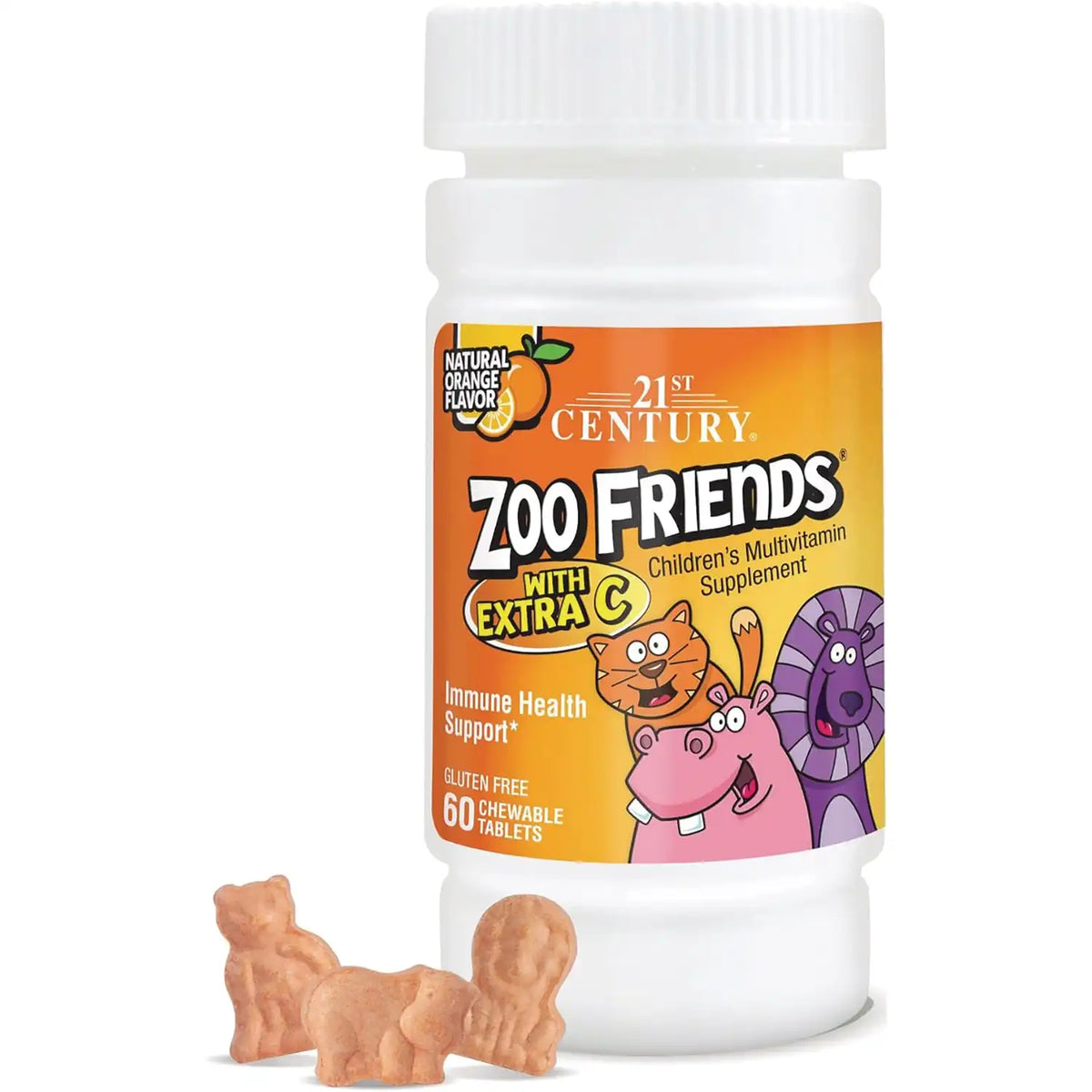 Zoo Friends with Extra C Children's Multivitamin - Orange