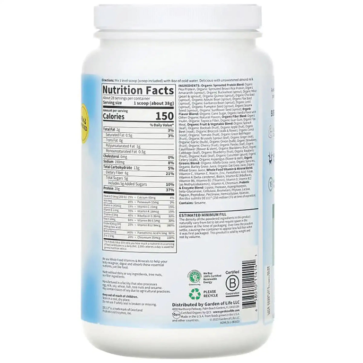 Raw Organic Meal Plant-Based - Lightly Sweet