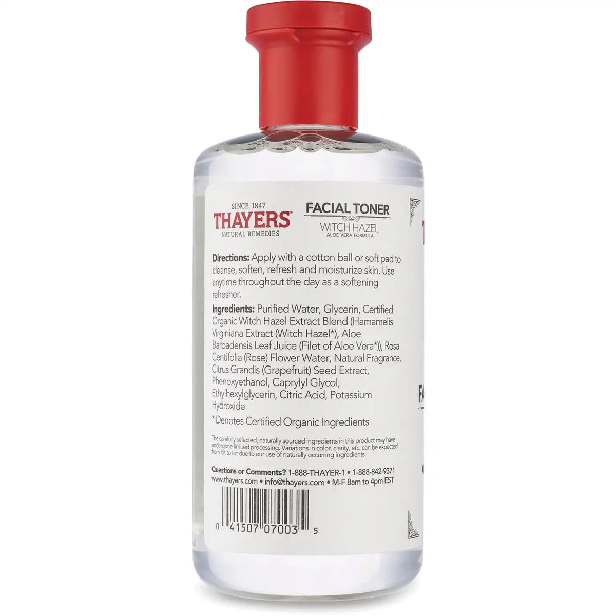Facial Toner Witch Hazel Aloe Vera Formula - Rose Petal