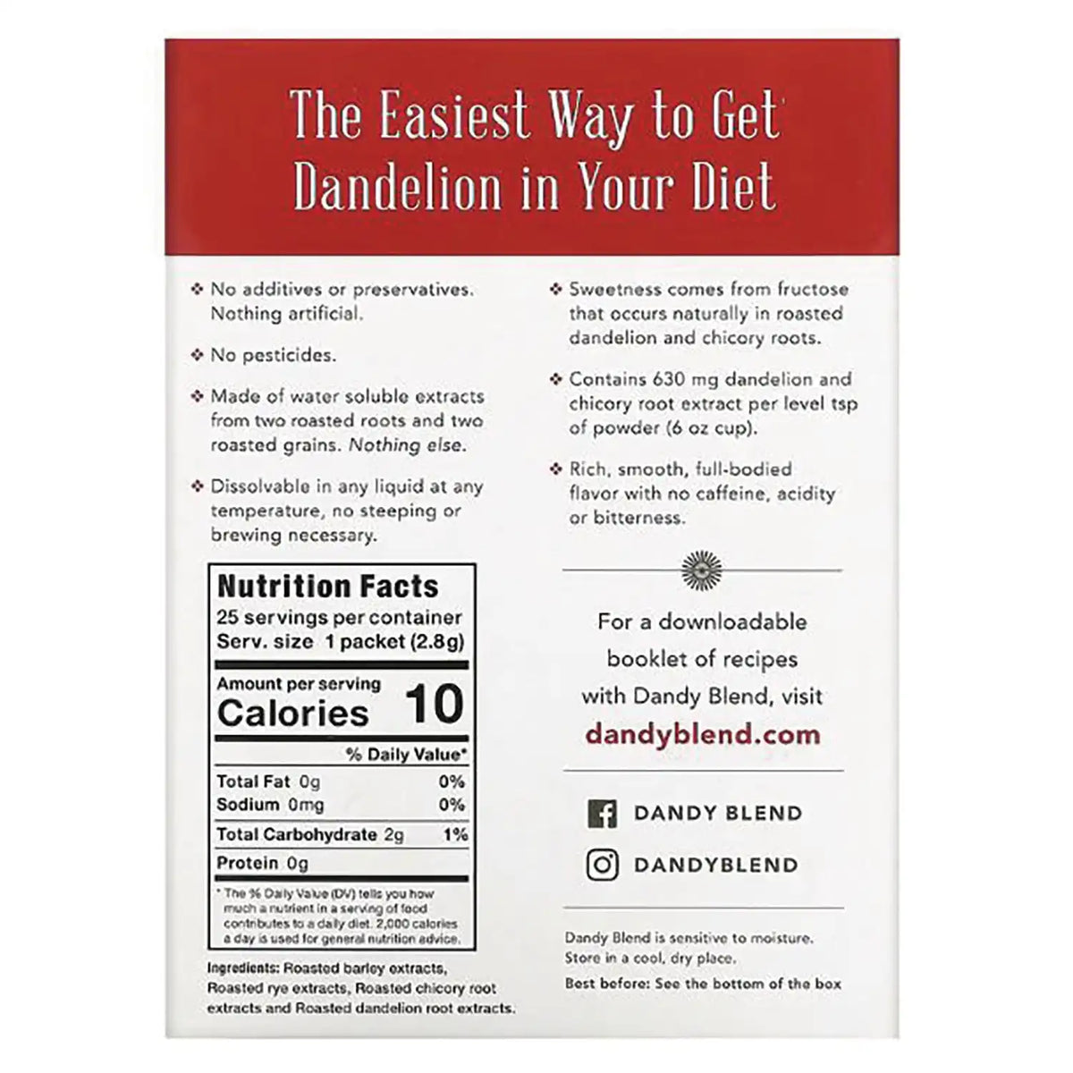 Instant Herbal Beverage with Dandelion - Single Serve Packets