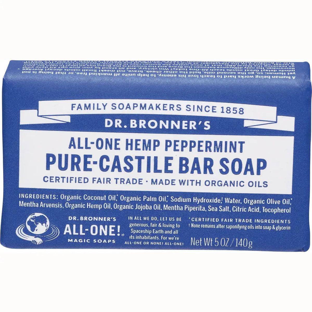 All-One Hemp Peppermint Pure-Castile Bar Soap