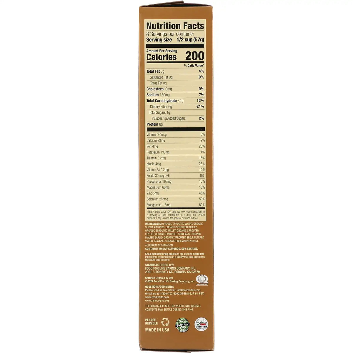 Sprouted Crunchy Cereal Ezekiel 4:9 - Almond