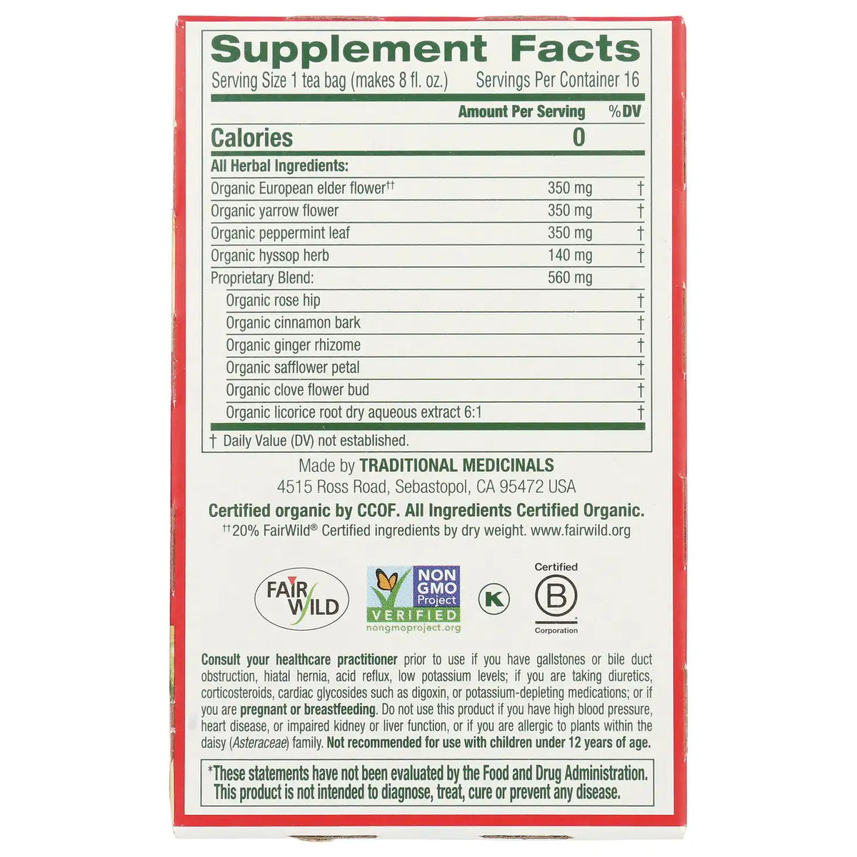 Organic Herbal Cold Care - Elderflower Spice